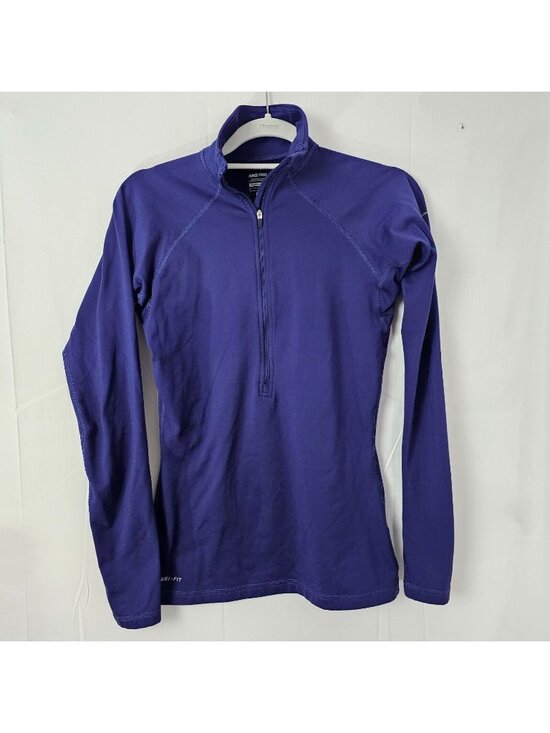 Nike Tops - Nike Pro Sweatshirt Womens S Blue 1/2 Zip DriFit Pullover Activewear Athleisure